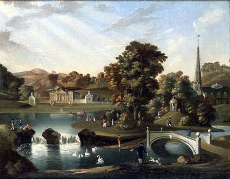 A view of Duncombe Park in North Yorkshire from across the lake van English School