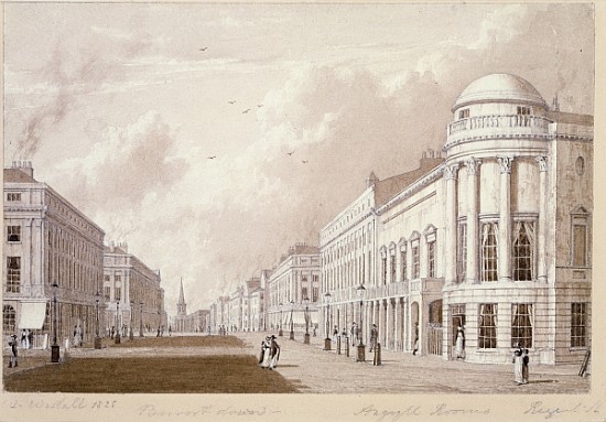 View of Regent Street, 1825 (ink pencil wash on paper) van English School