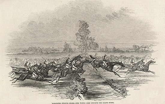 Worchester Steeple Chase: The Water Leap opposite the Grand Stand, from ''The Illustrated London New van English School