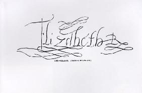 Signature of Queen Elizabeth I (1533-1603) (pen and ink on paper) (b/w photo)