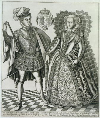 Portrait of Mary, Queen of Scots (1542-87) and Henry Stewart, Lord Darnley (1545-67) from the 'Book van English School, (17th century)