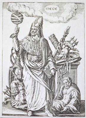 Ideal figure of Hermes Trismegistus, copy of illustration from 'De Divinatione et Magicis Praestigii van English School, (17th century) (after)