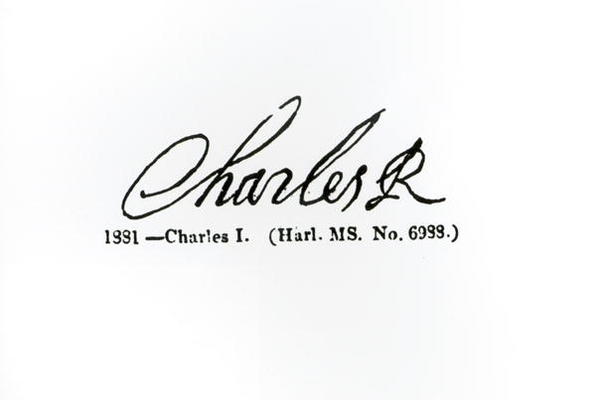 Signature of King Charles I (1600-49) (engraving) (b/w photo) van English School, (17th century) (after)