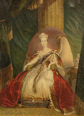 Portrait of Queen Victoria (1819-1901) (colour litho) van English School, (19th century)