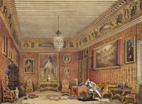 Byron's Room in Palazzo Mocenigo, Venice (w/c on paper) van English School, (19th century)