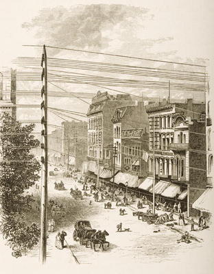 Clark Street, Chicago, in c.1870, from 'American Pictures' published by the Religious Tract Society, van English School, (19th century)