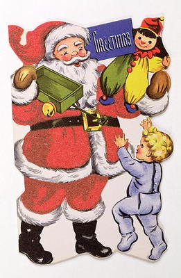 Father Christmas, Victorian Christmas card (colour litho) van English School, (19th century)