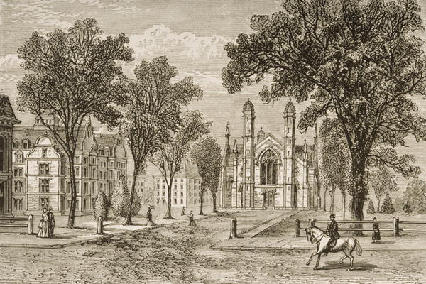 Gore Hall, Harvard University in c.1870, from 'American Pictures' published by the Religious Tract S van English School, (19th century)