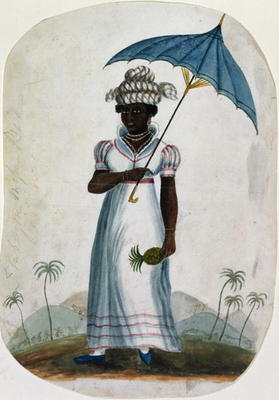Lady with a Parasol and a Pineapple, c.1840 (w/c on paper) van English School, (19th century)