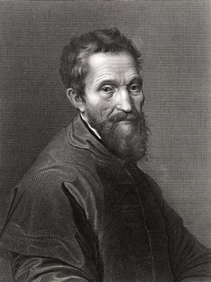 Michelangelo Buonarroti (1475-1564) (engraving) van English School, (19th century)