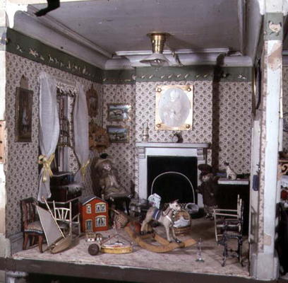 Nursery with toys from 'Miss Miles' House', 1890 (mixed media) van English School, (19th century)