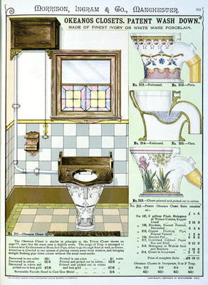 Okeanos Closets from a catalogue of sanitary wares produced by Morrison, Ingram & Co., Manchester, p van English School, (19th century)