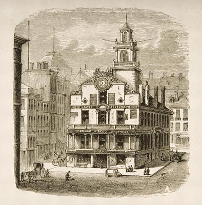 Old State House, Boston, in c.1870, from 'American Pictures' published by the Religious Tract Societ van English School, (19th century)