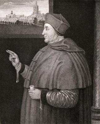 Portrait of Cardinal Thomas Wolsey (c.1475-1530) from 'Lodge's British Portraits', 1823 (litho) van English School, (19th century)