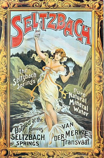 Poster advertising 'Seltzbach' pure natural mineral water from the Seltzbach Springs, Van der Merwe, van English School, (19th century)