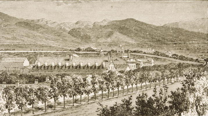 Residence of Brigham Young (1801-77) second President of the Mormon Church, Salt Lake City, Utah, fr van English School, (19th century)