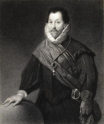 Sir Francis Drake (1540/3-96) from 'The Gallery of Portraits', published 1833 (engraving) van English School, (19th century)