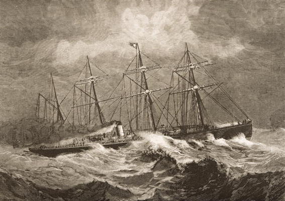 The 'Celtic' Crossing the Atlantic in Winter, c.1870, from 'American Pictures' published by the Reli van English School, (19th century)
