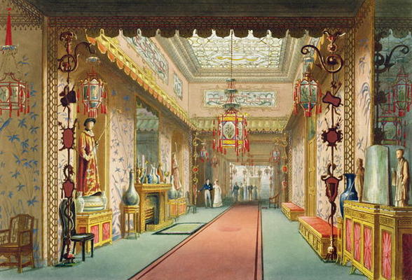 The Chinese Gallery, from 'Views of the Royal Pavilion, Brighton' by John Nash (1752-1835), 1826 (aq van English School, (19th century)