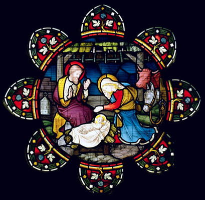 The Nativity (stained glass) van English School, (19th century)