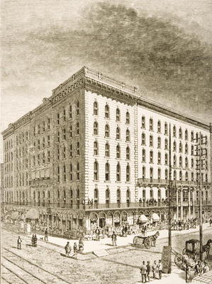 The Sherman Hotel, Chicago, in c.1870, from 'American Pictures' published by the Religious Tract Soc van English School, (19th century)