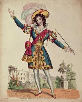 Madame Vestris in the role of Don Giovanni from Mozart's opera 'Don Giovanni' (coloured engraving)