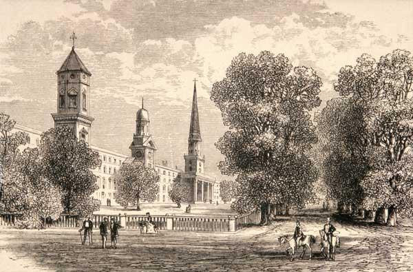 Yale College, New Haven, in c.1870, from 'American Pictures' published by the Religious Tract Societ