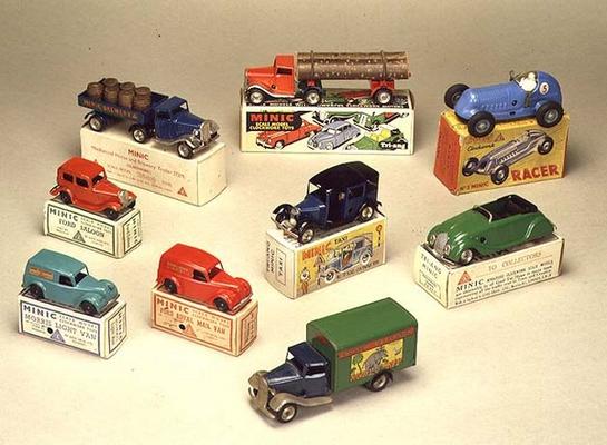 Collection of Minic cars, made by Lines Brothers, London, 1936-40 (tin) van English School, (20th century)