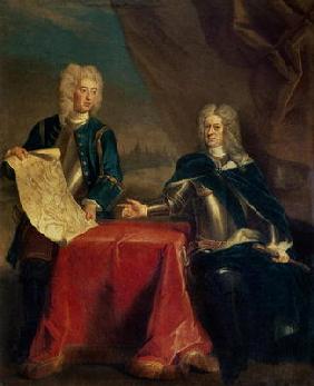 Duke of Marlborough discussing plans for the Siege of Bouchain with his Chief Engineer, Colonel Arms
