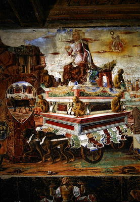 Detail of the Chariot of Maia, from September: The Triumph of Vulcan, from the Room of the Months, 1 van Ercole de Roberti