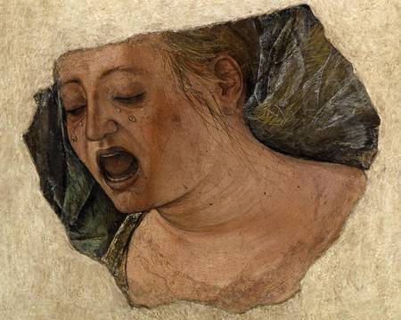 Head of Mary Magdalene Crying, from the Crucifixion van Ercole de Roberti