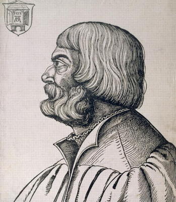Profile portrait of Albrecht Durer (1471-1528), 1527 (woodcut) van Erhard Schon