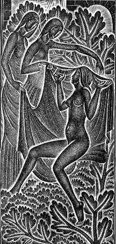 ''I am Black but Comely'' (Nigra Sum Sed Formosa) illustration from ''The Song of Songs'' (Canticum  van Eric Gill