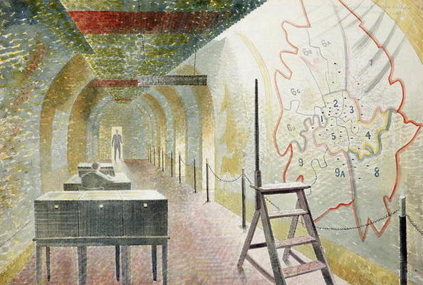 No 1 Map Corridor, 1940 (pencil and w/c on paper) van Eric Ravilious