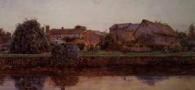 A House and Farm Buildings by a River
