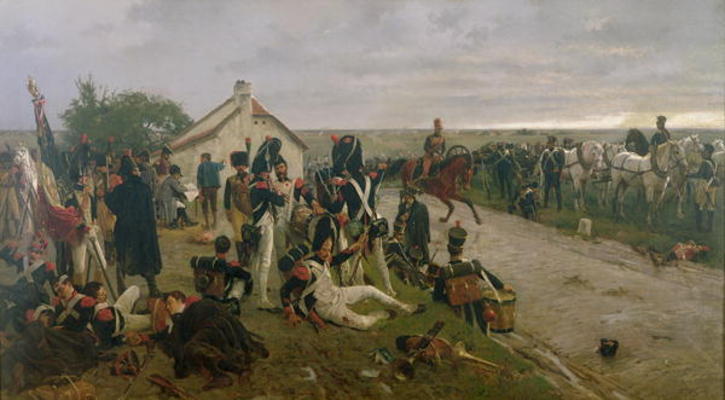 The Morning of The Battle of Waterloo: the French Await Napoleon's Orders, 1876 (oil on canvas) van Ernest Crofts