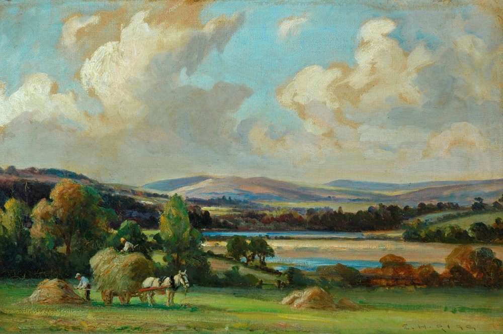 Haymaking in Yorkshire van Ernest Higgins Rigg