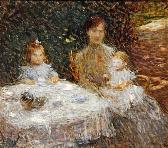 The artist''s family in the garden van Ernest-Joseph Laurent