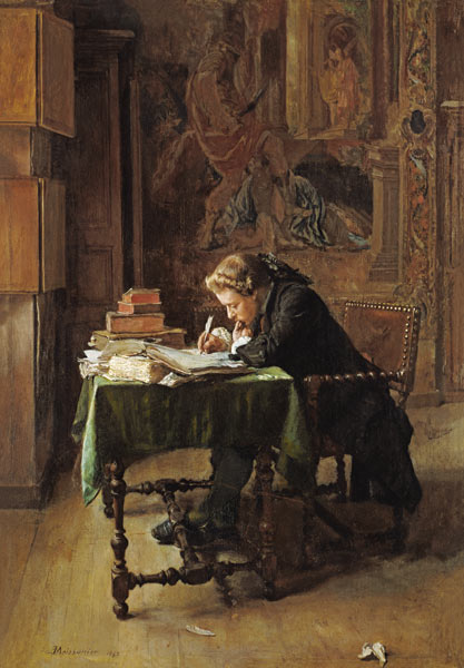 Young Man Writing van Ernest Meissonier