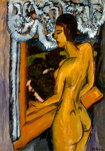 Brauner Akt am Fenster van Ernst Ludwig Kirchner