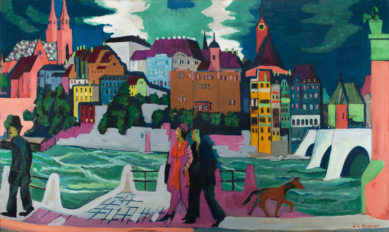 Ansicht von Basel und dem Rhein. 1927-28 van Ernst Ludwig Kirchner