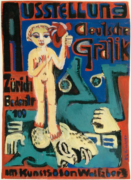 Ausstellungsplakat Deutsche Graphik Zürich. van Ernst Ludwig Kirchner