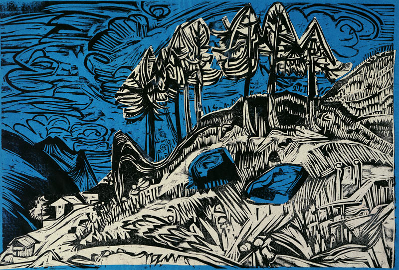 Trees on a Mountain Slope van Ernst Ludwig Kirchner