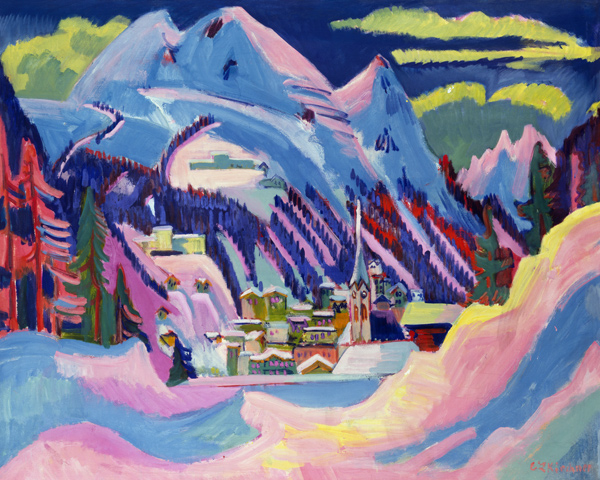 Davos im Winter van Ernst Ludwig Kirchner