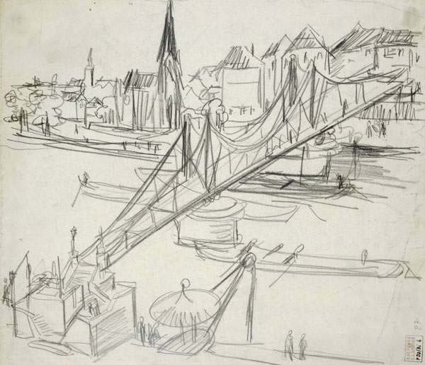 Der Eiserne Steg in Frankfurt am Main. van Ernst Ludwig Kirchner
