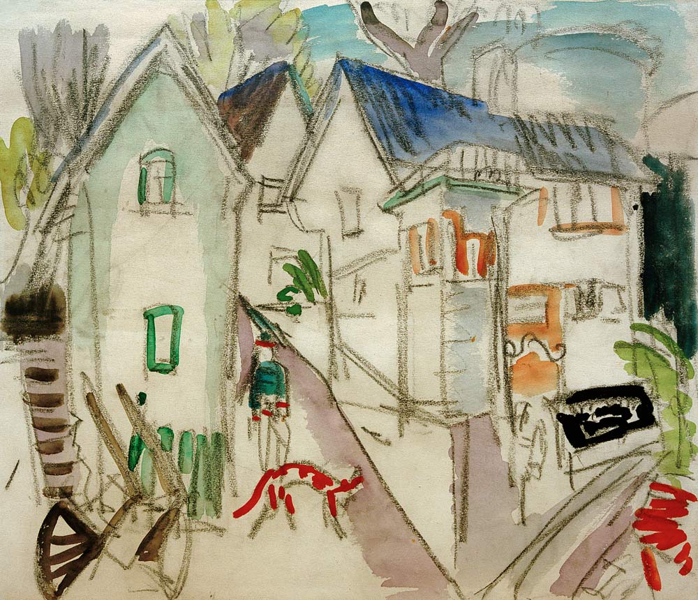 Dorfstraße im Taunus bei Königstein van Ernst Ludwig Kirchner