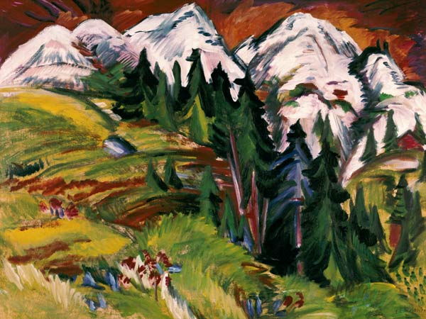 Landschaft auf der Staffelalp. van Ernst Ludwig Kirchner