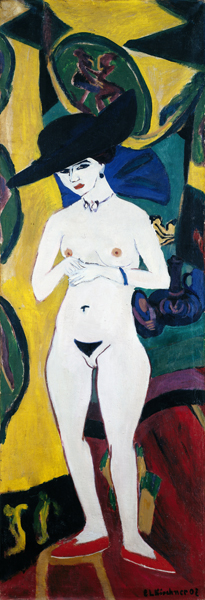 Nackte Frau mit Hut. van Ernst Ludwig Kirchner