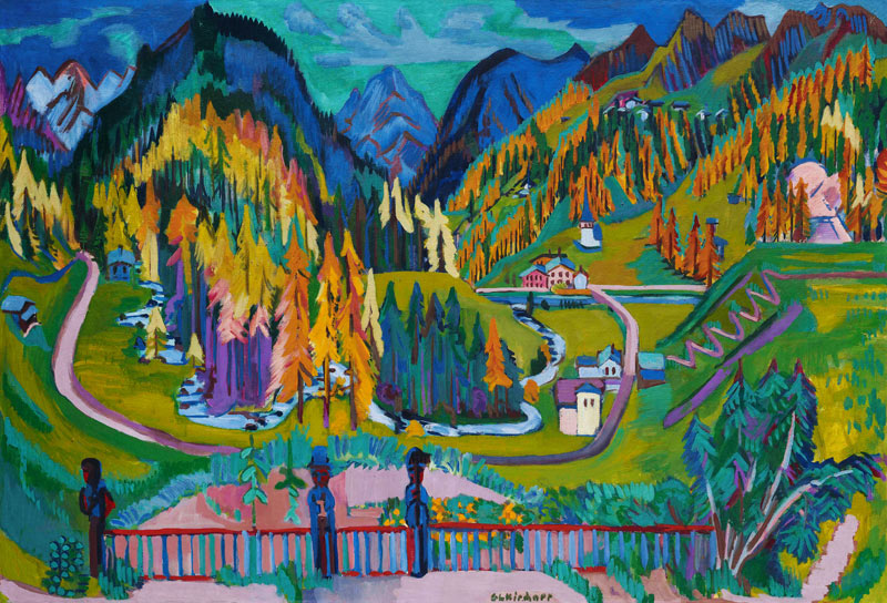 Sertig valley in autumn van Ernst Ludwig Kirchner