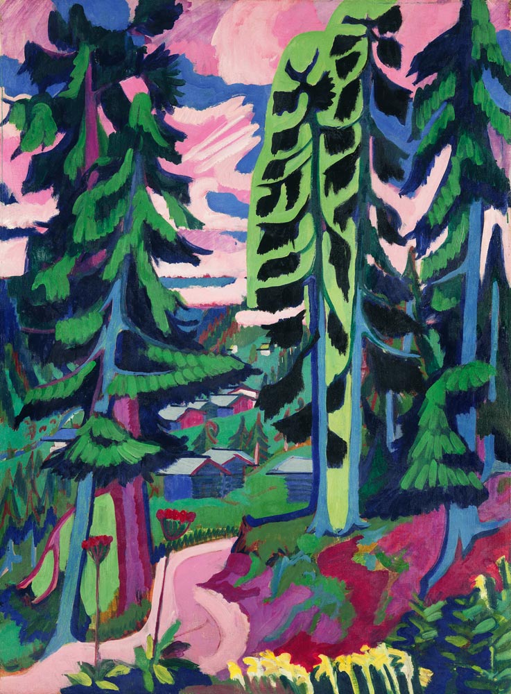 Wildboden (Bergwald, Sommerlicher Waldweg) van Ernst Ludwig Kirchner